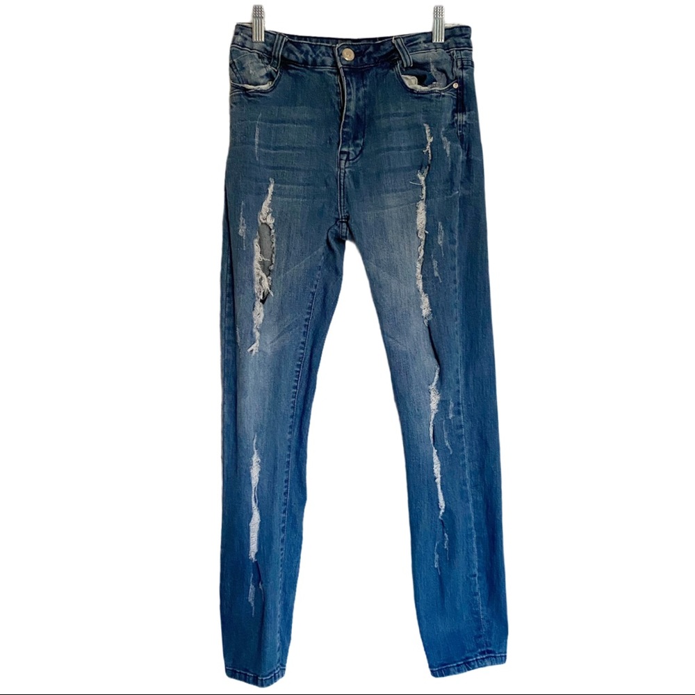 I&M High Rise Erin Destroy Denim Jeans Size 7